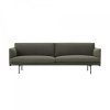 Muuto OUTLINE Sofa 3-Osobowa - Ciemnozielona - Tkanina Fiord 961 / Czarne Nogi